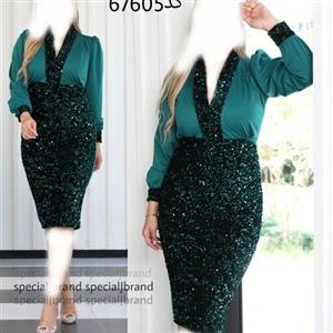 تونیک مجلسی فوق العاده شیک و زیبا پولک مخملی و کرپ کش