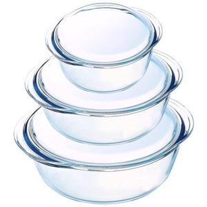 ست قابلمه سه تایی پیرکس فرانسه درب دار