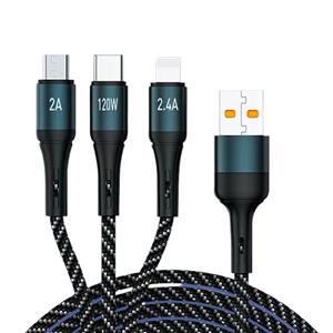کابل شارژ آوی  1به3  microUSB-USB-C-لایتنینگ  مدل Awei CL972 - مشکی