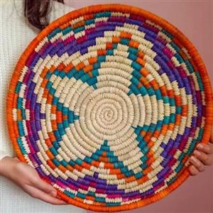 سینی حصیری رنگی طرحدارکد40