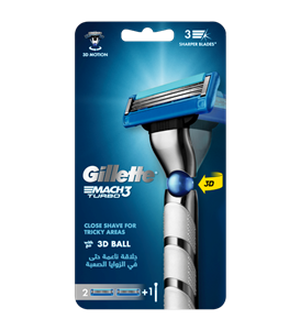 خودتراش دسته مچ تری توربو مدل 3D ژیلت 3 لبه ژیلت همرا دو یدک Gillette Mach3 3D Ball