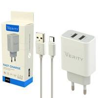 آداپتور شارژر ۱پورت با کابل type c فست Verity AP2118 18w
