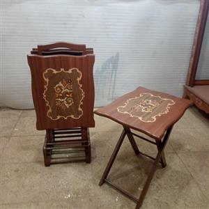 میز عسلی چهارتیکه تاشو مستطیل معرق چوب راش گرجستان ضمانت 36 ماهه بسیار شیک و زیبا و کمجا