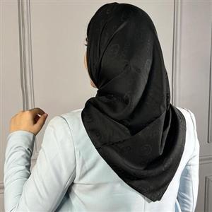 روسری ژاکارد ابریشم زنانه تک رنگ مشکی بسیار باکیفیت