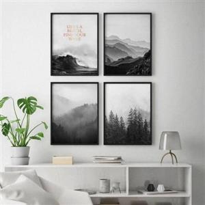 تابلو دکوراتیو  طبیعت چهار گانه دریا کوه جنگل ... سایز 40.60