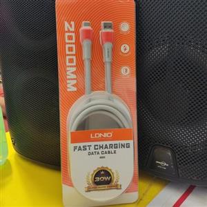 کابل شارژ تایپ سی برند قدرتمند LDNIO.30wدارای فناوری کوویک شارژ و فست شارژ