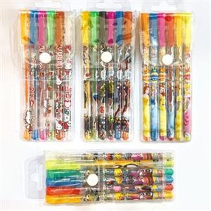 خودکار اکلیلی 6 رنگ طرح های دخترانه و پسرانه