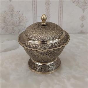 شکلات خوری برنزی هندی مدل درب هلالی 6 اینچ کد 3712 