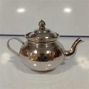قوری زعفران مسی کروم (سایز 2 توپی دسته مسی ) قوری نقلی نوزادی مسی