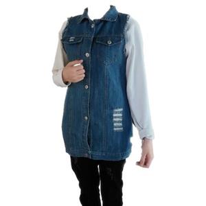 جلیقه لی زنانه قد70 سارافون لی زنانه  جلیقه جین زنانه  سارافون جین ابی جنس عالیی ترک( ارسال رایگان)