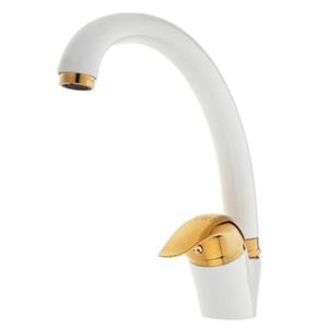 شیرالات کوثر شیر ظرفشویی سینک مدل الماس رنگ سفید طلایی جنس تنه برنجی