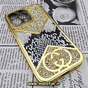 قاب گوشی iPhone 12 Pro آیفون مدل لاکچری سلطنتی پوست ماری نگین دار آینه ای گوچی GUCCI اورجینال برند کرتیو CREAVIVE کد 726