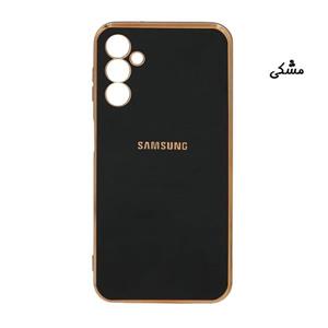 قاب گوشی Galaxy A14 4G - Galaxy A14 5G سامسونگ طرح ژله ای مای کیس گلد لاین دور طلایی محافظ لنز دار مشکی کد 71