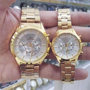 ساعت الگانس ست زنانه مردانه تقویم دار رنگ ثابت استیل ضد اب موتور ژاپن طرح 3موتور  ارسال رایگان همراه با جعبه رایگان