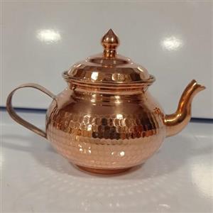 قوری زعفران مسی نانو (سایز 3 توپی دسته مسی ) قوری نقلی نوزادی مسی