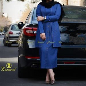 مانتو دو تیکه (کت و سارافون ) پارچه تنسل (لی کاغذی) مناسب بهار و تابستون