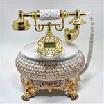 تلفن رومیزی سلطنتی میرون کد 116 رنگ سفید صدفی و طلایی با شماره گیر دکمه ای کالر ایدی دار  و اسپیکر خروجی صدا