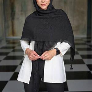 روسری سوپر نخ قواره 120 دور دست دوز رنگ سبز و مشکی