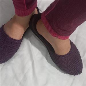 گیوه دستبافت زنانه مدل شیاری بسیار شیک و مجلسی رنگ بنفش بادمجونی