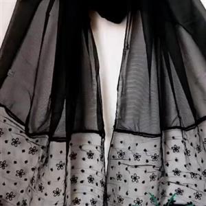 شال مشکی حریر وارداتی دستک گل دوزی