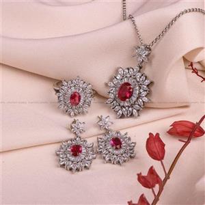 نیم ست سنتاتیک یاقوت سرخ زنانه کد 8058