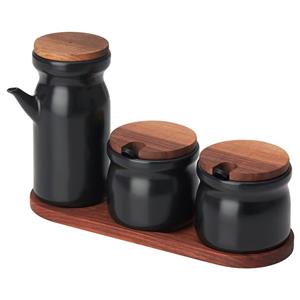 جای ادویه ایکیا مدل HULDHET مجموعه 2 عددی به همراه ظرف روغن