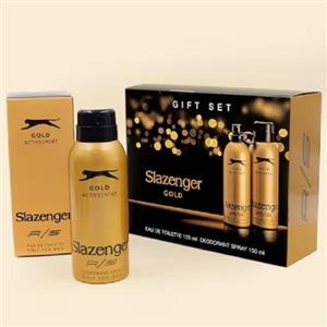 ادکلن مردانه طلایی اسلازنگر مدل اکتیو اسپرت و دئودورانت(ست دوتایی)