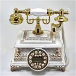 تلفن رومیزی میرون کد 114 با کیفیت بسیار بالا  رنگ سفید صدفی و  طلایی  دارای کالر ایدی و اسپیکر خروجی صدا
