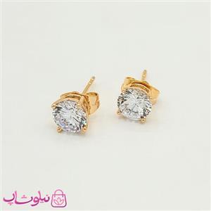 گوشواره دخترانه میخی ژوپینگ طلایی سفید کد 649