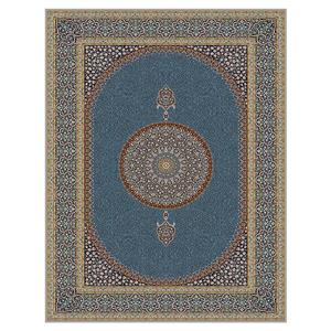 فرش ماشینی مه ترنج طرح ترنم زمینه آبی ۱۰۰۰ شانه