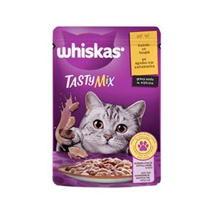 پوچ گربه ویسکاس با طعم میکس بره و بوقلمون در سس Whiskas Tasty Mix With Lamb & Turkey in Gravy وزن 85 گرم