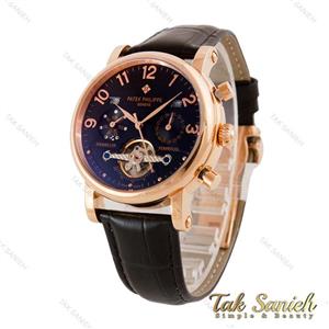 ساعت پتک فیلیپ مردانه اتوماتیک رزگلد بند چرم مشکی Patek-4735-G