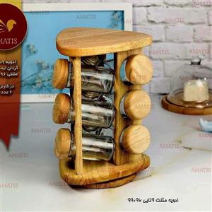 ست جا ادویه چوبی گردان لونا مثلثی 9 تایی کد 99096