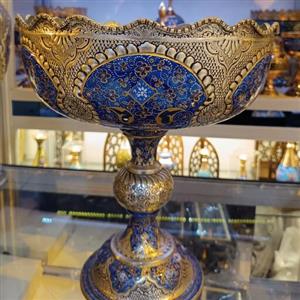 میوه خوری قلمزنی شده روی مس روکش نقره 