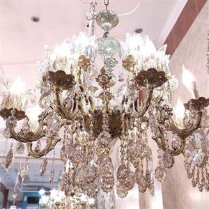 لوستر دو گل بزرگ برنجی دوطوقه