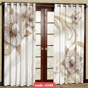 پرده پانچی تصویری مدل گل نگین دار کد S-2245