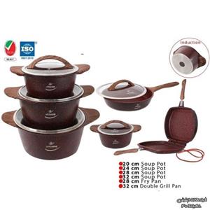 سرویس قابلمه 12 پارچه لایف اسمایل دسته چوبی