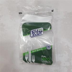 چنگال سفید ساده یکبار مصرف بسته 50 عددی(تولدی)