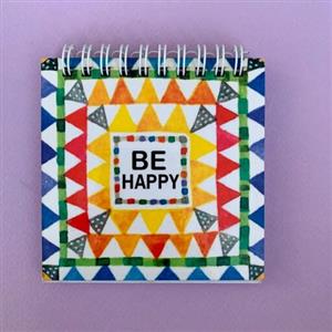 دفترچه یادداشت جلد چوبی سیمی فانتزی طرح جملات انگیزشی شاد باش