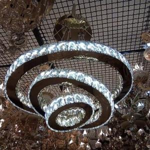 لوستر آویز سه حلقه ای کریستالی