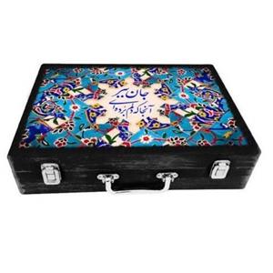 جعبه چوبی مدل چمدان بزرگ طرح کاشی1