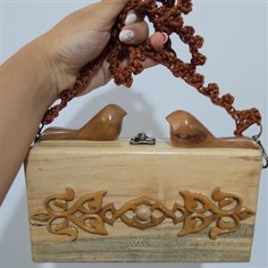 کیف زنانه چوبی منبت