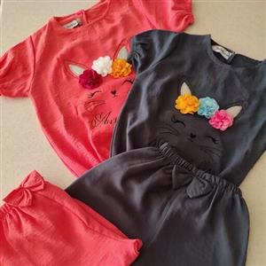 تیشرت شلوارک دخترانه ابرو بادی سایز 40 تا55مناسب دو تا نه سال