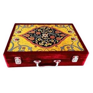 جعبه چوبی مدل چمدان بزرگ طرح کاشی10