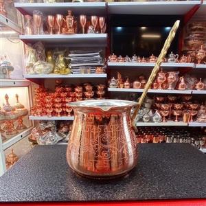 قهوه جوش مسی طرح دار ( سایز 2متوسط )شیرجوش مسی