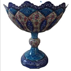 کاسه پایه دار  مینا کاری 20 سانتیمسی