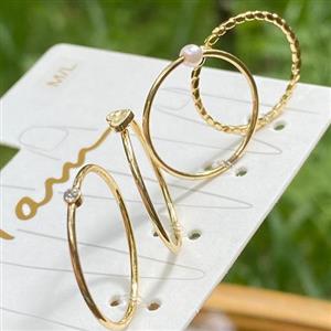 پک 4تایی انگشتر روکش طلا بسیار ظریف و زیبا و خاص