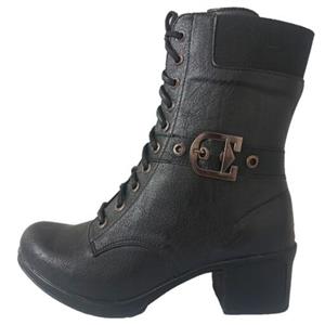 بوت زنانه و دخترانه  زیره پی یو بنددار و زیپی چرم مصنوعی سوگو سایز 38