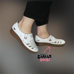 کفش طبی دستدوز زنانه دخترانه، کالج طبی اسپرت تابستانی سفید با کفی طبی ژله ای مخصوص خارپاشنه