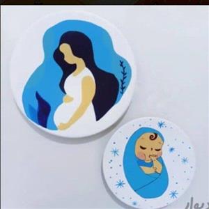 ست دوعددی دیوارکوب مادرانه مادرفرزند نوزادی هدیه تابلو بشقاب هنری نقاشی